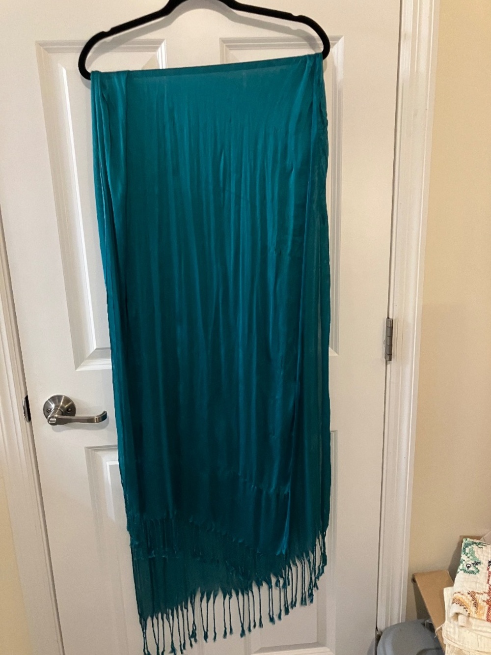Thai silk teal blue scarf
